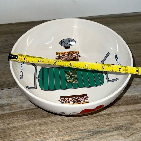 1990 Roman Souper Bowl, Bowl Touch Down Snacks Popcorn Noodles Salad White Green - Picture 4 of 10